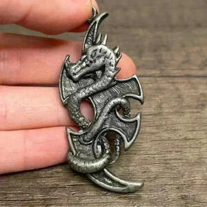 Vintage Metal Dragon Sword Excalibur Necklace Pendant